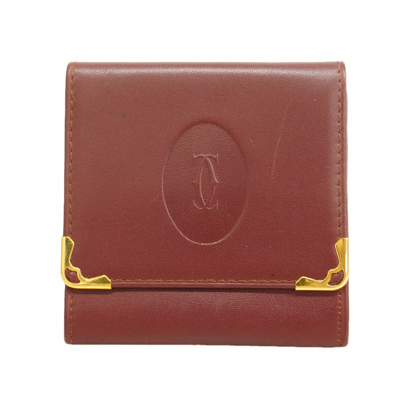 【6hf6218】カルティエ コインケース マスト レザー ボルドー ゴールド金具【中古】メンズ レディース ユニセックス