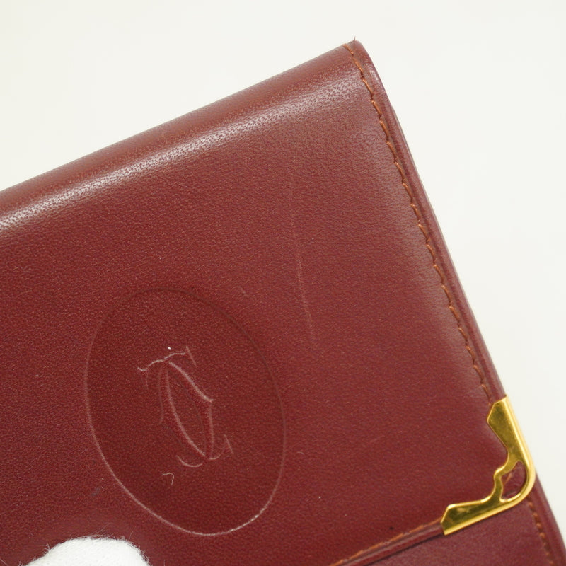 【6hf6218】カルティエ コインケース マスト レザー ボルドー ゴールド金具【中古】メンズ レディース ユニセックス
