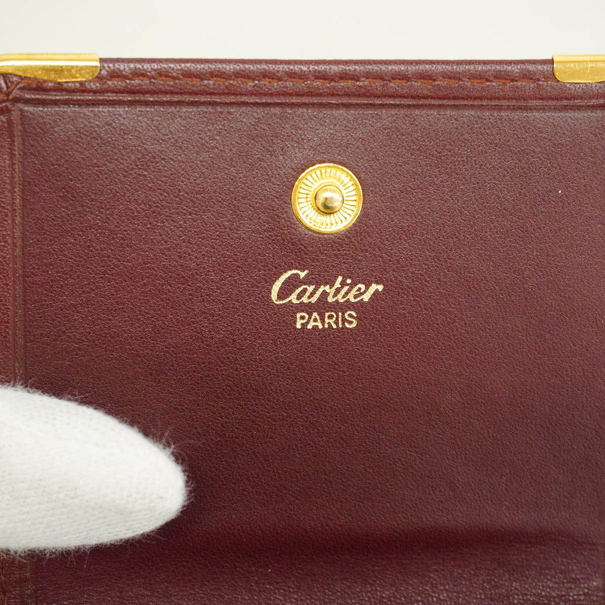 【6hf6218】カルティエ コインケース マスト レザー ボルドー ゴールド金具【中古】メンズ レディース ユニセックス