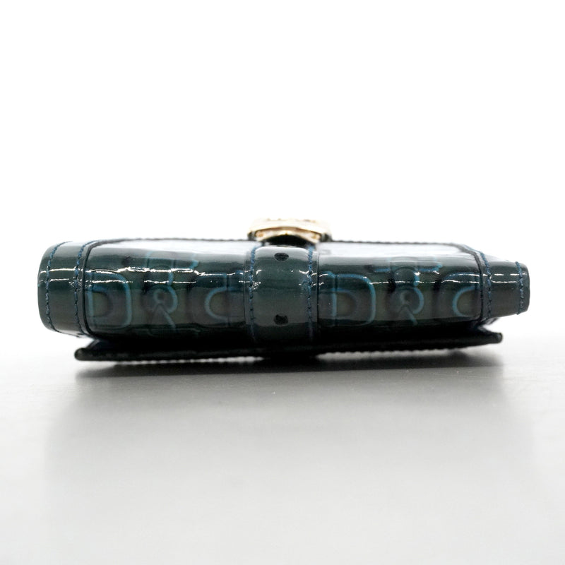 【6hf6232】グッチ 財布 ホースビット 145748 エナメル グリーン ゴールド金具【中古】レディース
