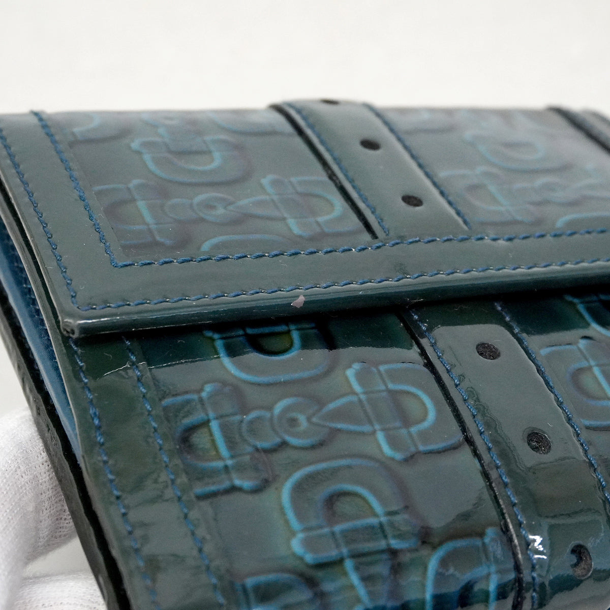 【6hf6232】グッチ 財布 ホースビット 145748 エナメル グリーン ゴールド金具【中古】レディース