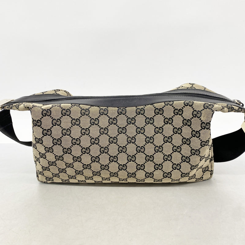 【6hf6239】グッチ ショルダーバッグ GGキャンバス 019 0432 キャンバス ベージュ ブラック シャンパンゴールド金具【中古】レディース