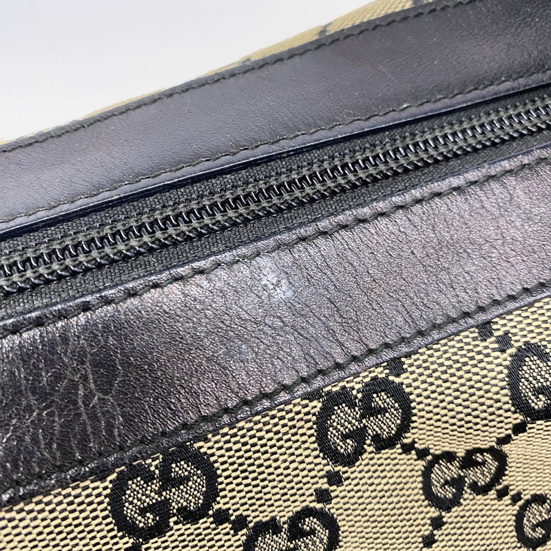 【6hf6239】グッチ ショルダーバッグ GGキャンバス 019 0432 キャンバス ベージュ ブラック シャンパンゴールド金具【中古】レディース