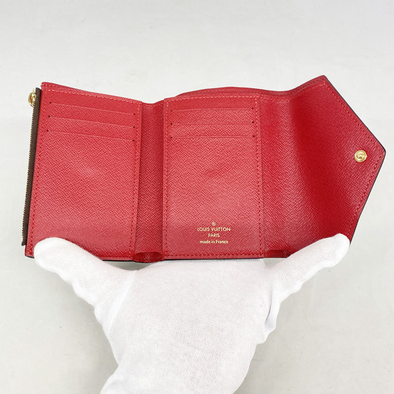 【6hf6245】ルイヴィトン 三つ折り財布 ダミエ ポルトフォイユヴィクトリーヌ N41659 エベヌ【中古】レディース