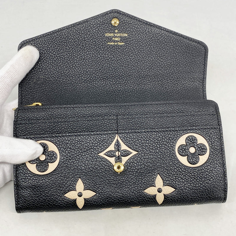 【6hf6247】ルイヴィトン 長財布 モノグラム・アンプラント バイカラー ポルトフォイユサラ M80496 ブラック ベージュ【中古】レディース