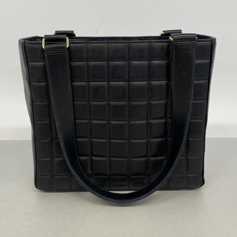 【6hf6258】シャネル トートバッグ チョコバー ラムスキン ブラック ゴールド金具【中古】レディース