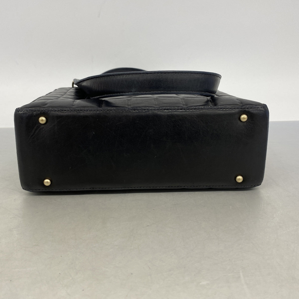 【6hf6258】シャネル トートバッグ チョコバー ラムスキン ブラック ゴールド金具【中古】レディース
