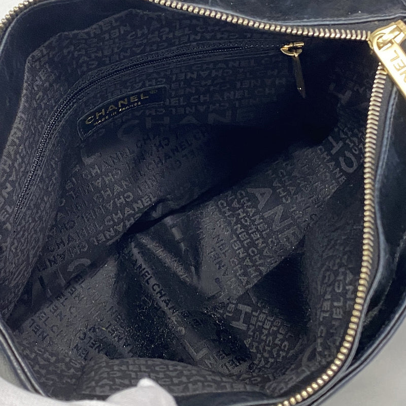 【6hf6258】シャネル トートバッグ チョコバー ラムスキン ブラック ゴールド金具【中古】レディース
