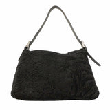 【6hf6268】フェンディ ハンドバッグ マンマバケット ペルシャンラム ブラック シルバー金具【中古】レディース
