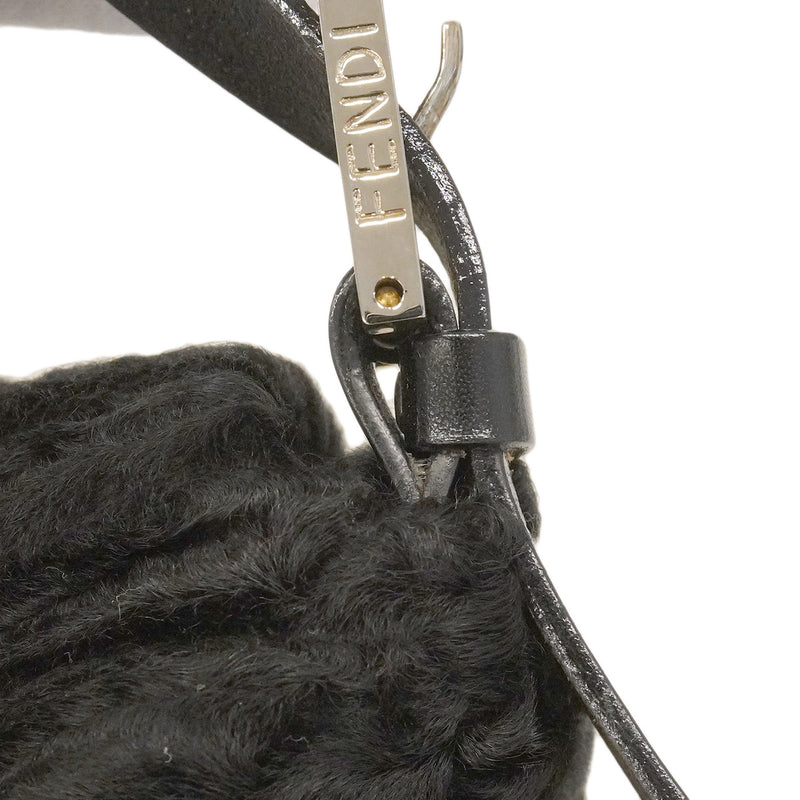 【6hf6268】フェンディ ハンドバッグ マンマバケット ペルシャンラム ブラック シルバー金具【中古】レディース