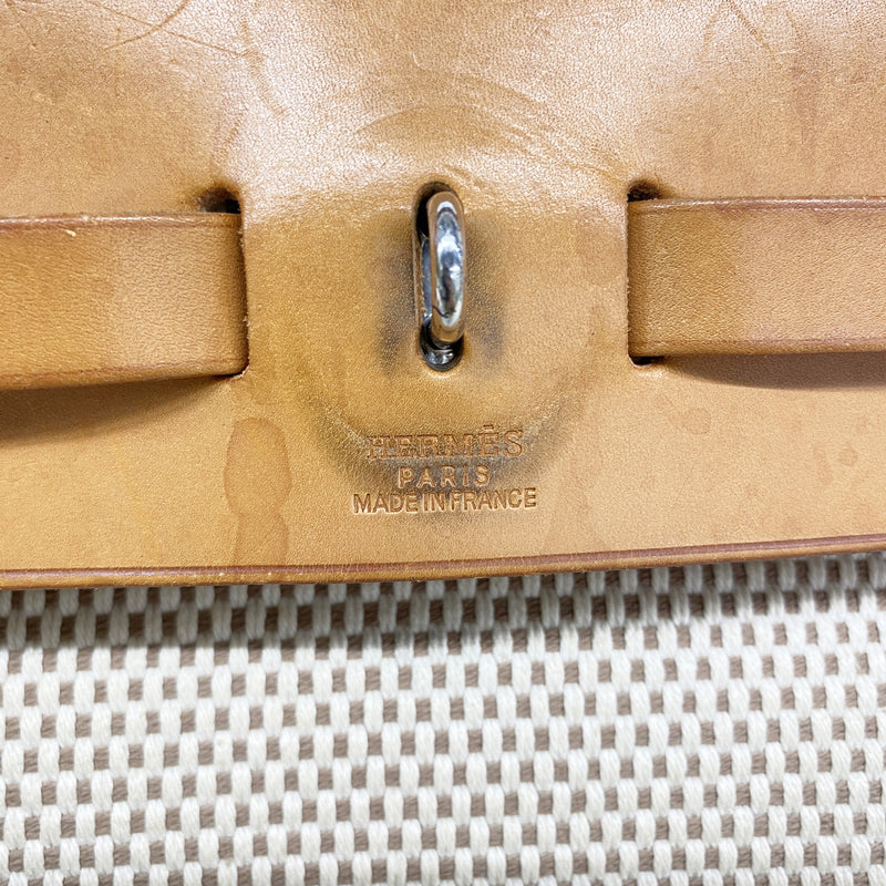 【6hf6270】エルメス ハンドバッグ エールバッグPM トワルGM ナチュラル シルバー金具 □G刻印【中古】レディース