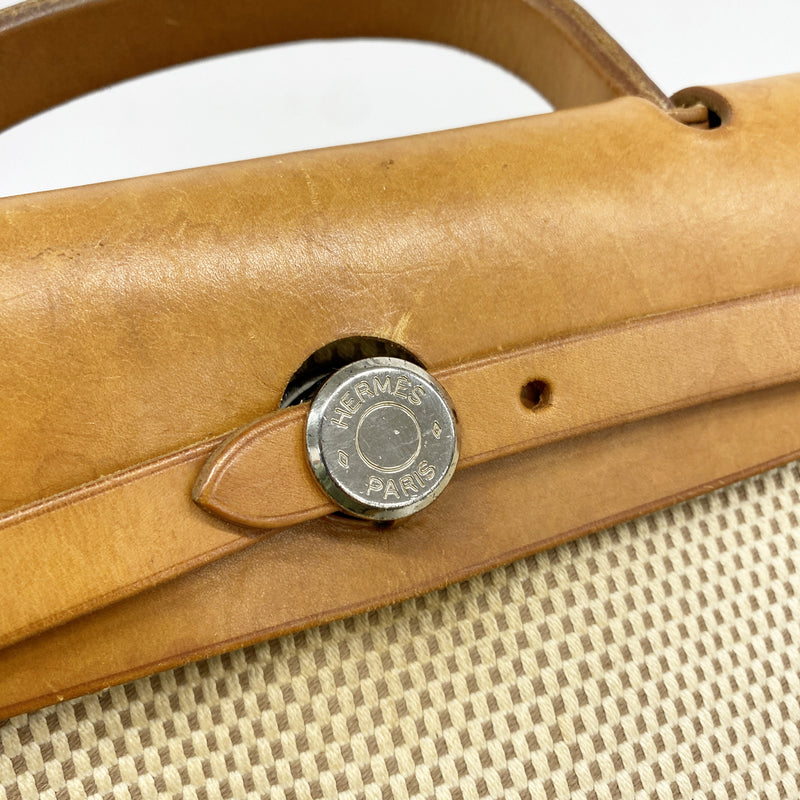 【6hf6270】エルメス ハンドバッグ エールバッグPM トワルGM ナチュラル シルバー金具 □G刻印【中古】レディース