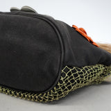 【6hf6294-k】シャネル ハンドバッグ カメリア キャンバス ブラック シルバー金具【中古】レディース