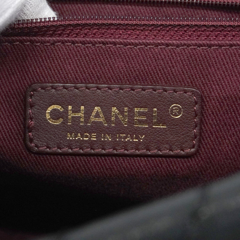 【6hf6295-k】シャネル ショルダーバッグ チェーンショルダー シェブロン スパークルレザー ブラック ゴールド金具【中古】レディース