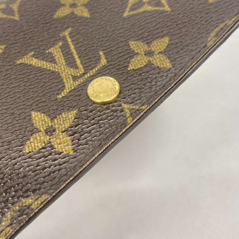 【6hf6320】ルイヴィトン 財布 モノグラム ポルトモネビエトレゾール M61730 ブラウン【中古】レディース