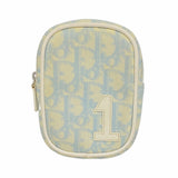 【6hf6321】クリスチャンディオール ポーチ トロッター PVC ライトブルー シルバー金具【中古】レディース