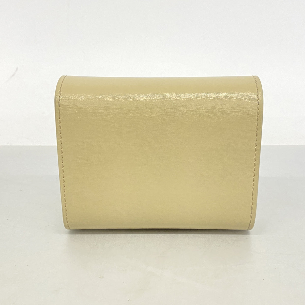 【6hf6322】セリーヌ 三つ折り財布 トリオンフ レザー ベージュ ゴールド金具【中古】レディース
