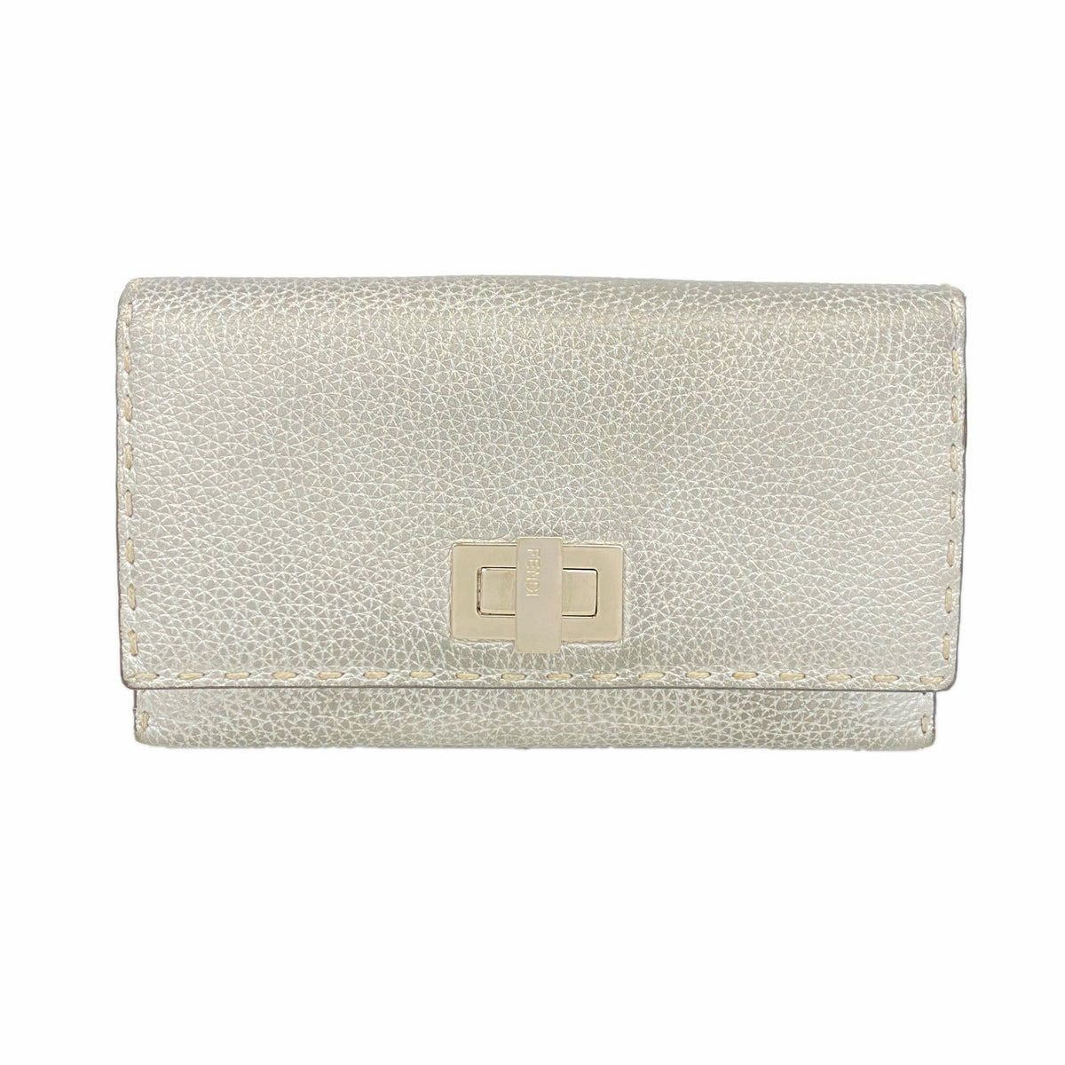 【6hf6323】フェンディ 長財布 セレリア レザー シルバー シルバー金具【中古】レディース