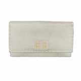 【6hf6323】フェンディ 長財布 セレリア レザー シルバー シルバー金具【中古】レディース