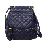 【6hf6339】シャネル リュック・デイパック マトラッセ ラムスキン ネイビー ゴールド金具【中古】レディース