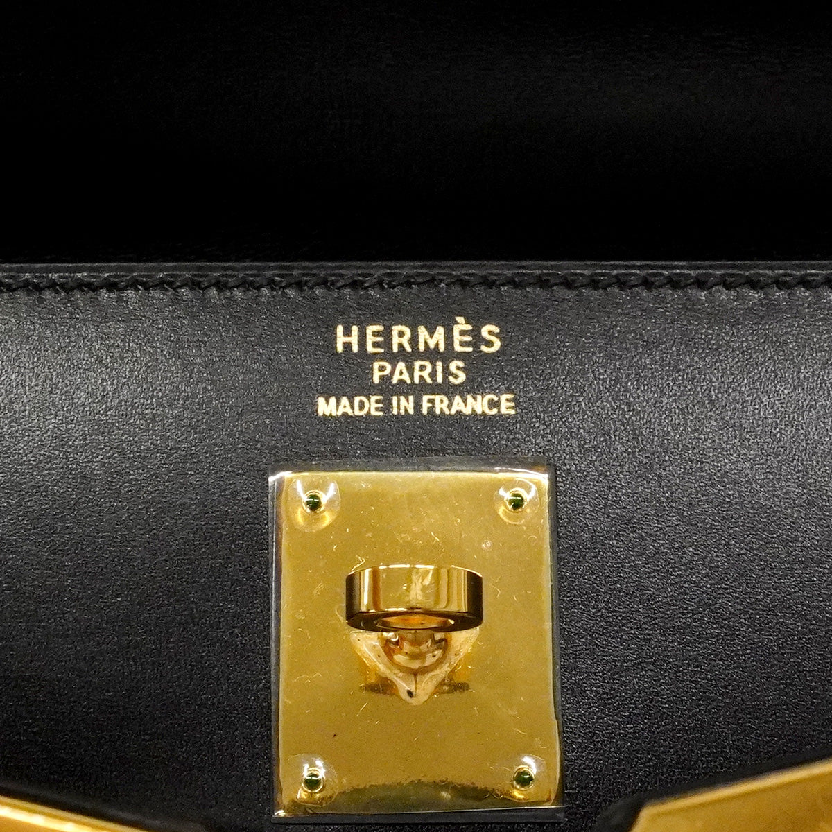 【6hf6348】エルメス ハンドバッグ ケリー35 ボックスカーフ ブラック ゴールド金具 □C刻印 2wayバッグ【中古】レディース