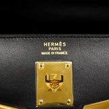 【6hf6348】エルメス ハンドバッグ ケリー35 ボックスカーフ ブラック ゴールド金具 □C刻印 2wayバッグ【中古】レディース