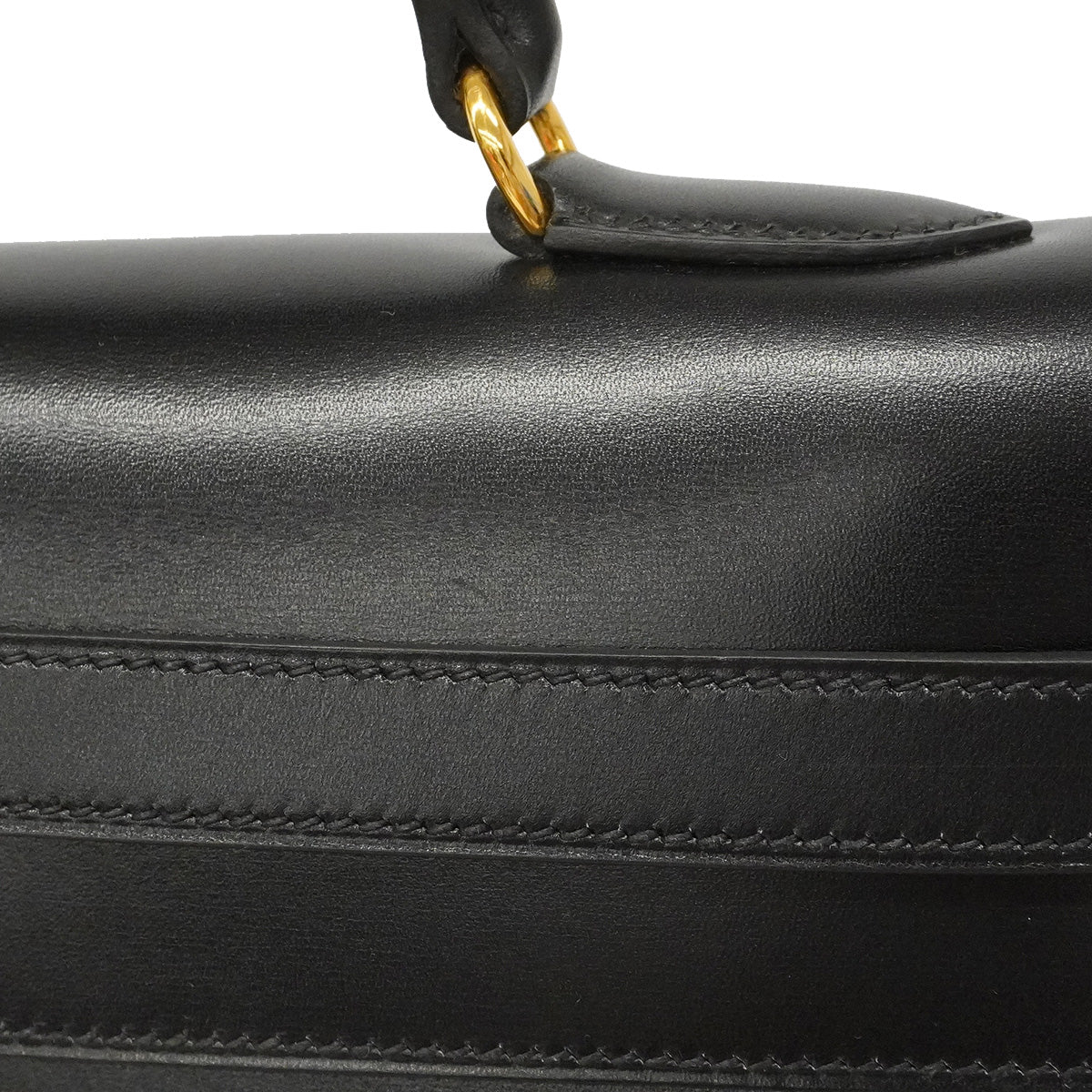 【6hf6348】エルメス ハンドバッグ ケリー35 ボックスカーフ ブラック ゴールド金具 □C刻印 2wayバッグ【中古】レディース