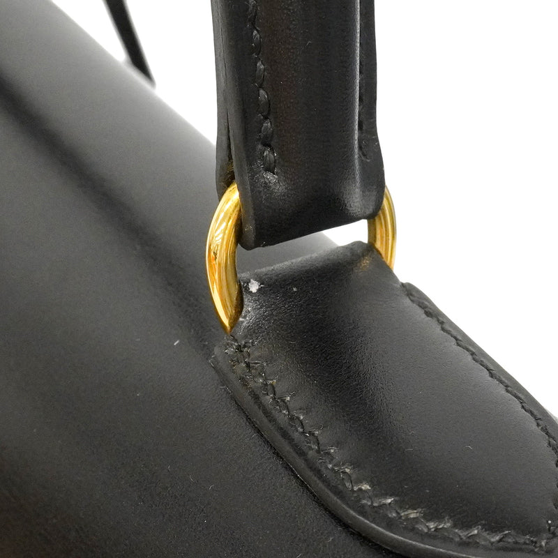 【6hf6348】エルメス ハンドバッグ ケリー35 ボックスカーフ ブラック ゴールド金具 □C刻印 2wayバッグ【中古】レディース