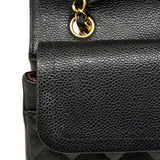 【6hf6349】シャネル ショルダーバッグ マトラッセ Wフラップ Wチェーン キャビアスキン ブラック ゴールド金具【中古】レディース