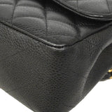 【6hf6349】シャネル ショルダーバッグ マトラッセ Wフラップ Wチェーン キャビアスキン ブラック ゴールド金具【中古】レディース