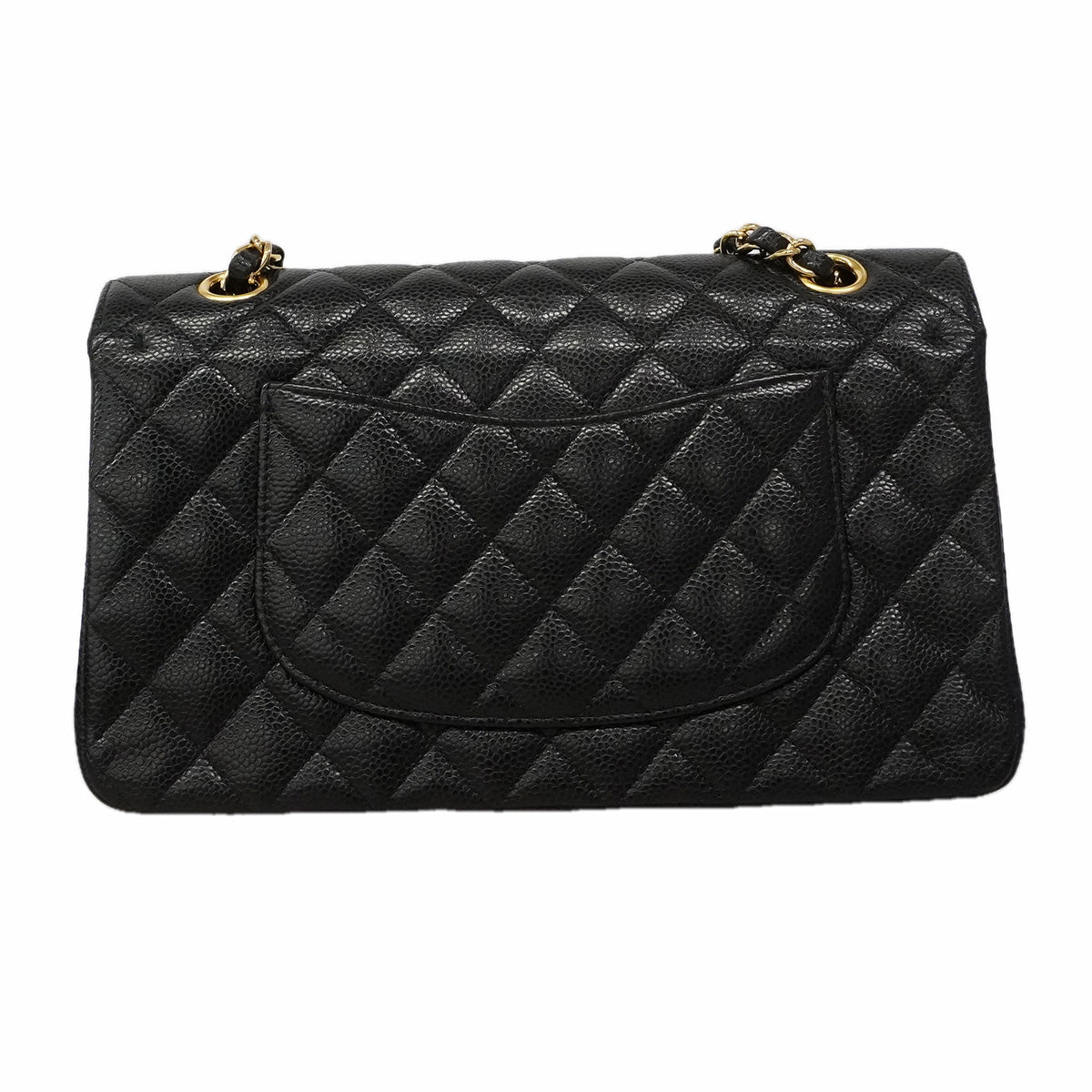【6hf6349】シャネル ショルダーバッグ マトラッセ Wフラップ Wチェーン キャビアスキン ブラック ゴールド金具【中古】レディース