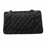【6hf6349】シャネル ショルダーバッグ マトラッセ Wフラップ Wチェーン キャビアスキン ブラック ゴールド金具【中古】レディース
