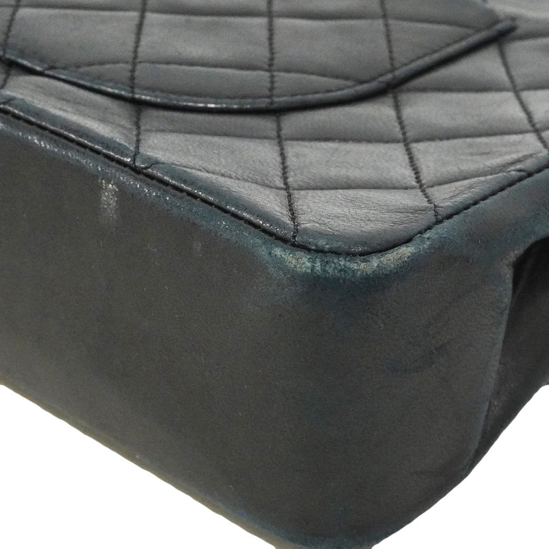 【6hf6351】シャネル ショルダーバッグ マトラッセ Wフラップ Wチェーン ラムスキン ブラック ゴールド金具【中古】レディース