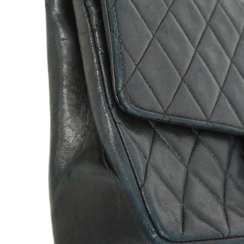 【6hf6351】シャネル ショルダーバッグ マトラッセ Wフラップ Wチェーン ラムスキン ブラック ゴールド金具【中古】レディース