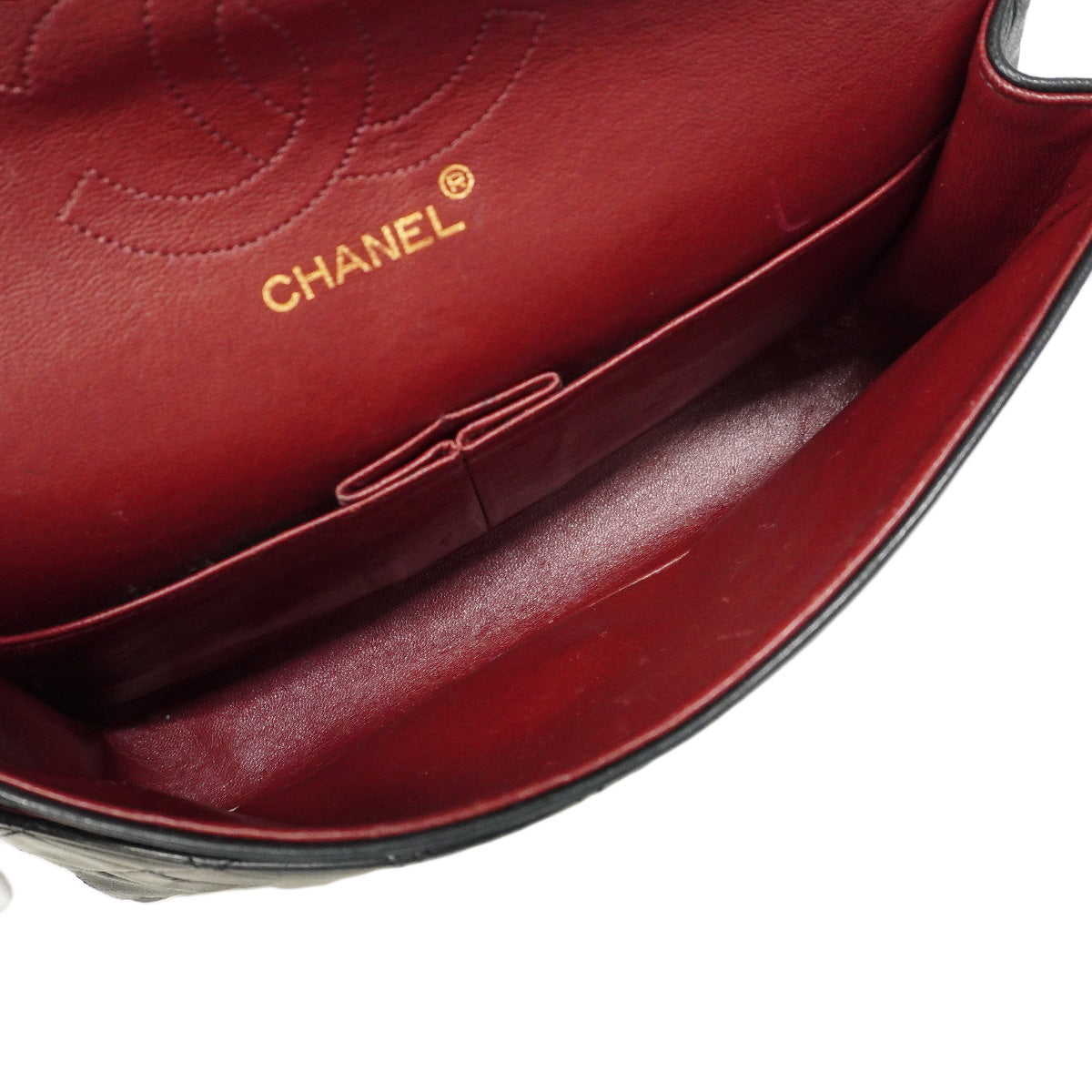 【6hf6351】シャネル ショルダーバッグ マトラッセ Wフラップ Wチェーン ラムスキン ブラック ゴールド金具【中古】レディース