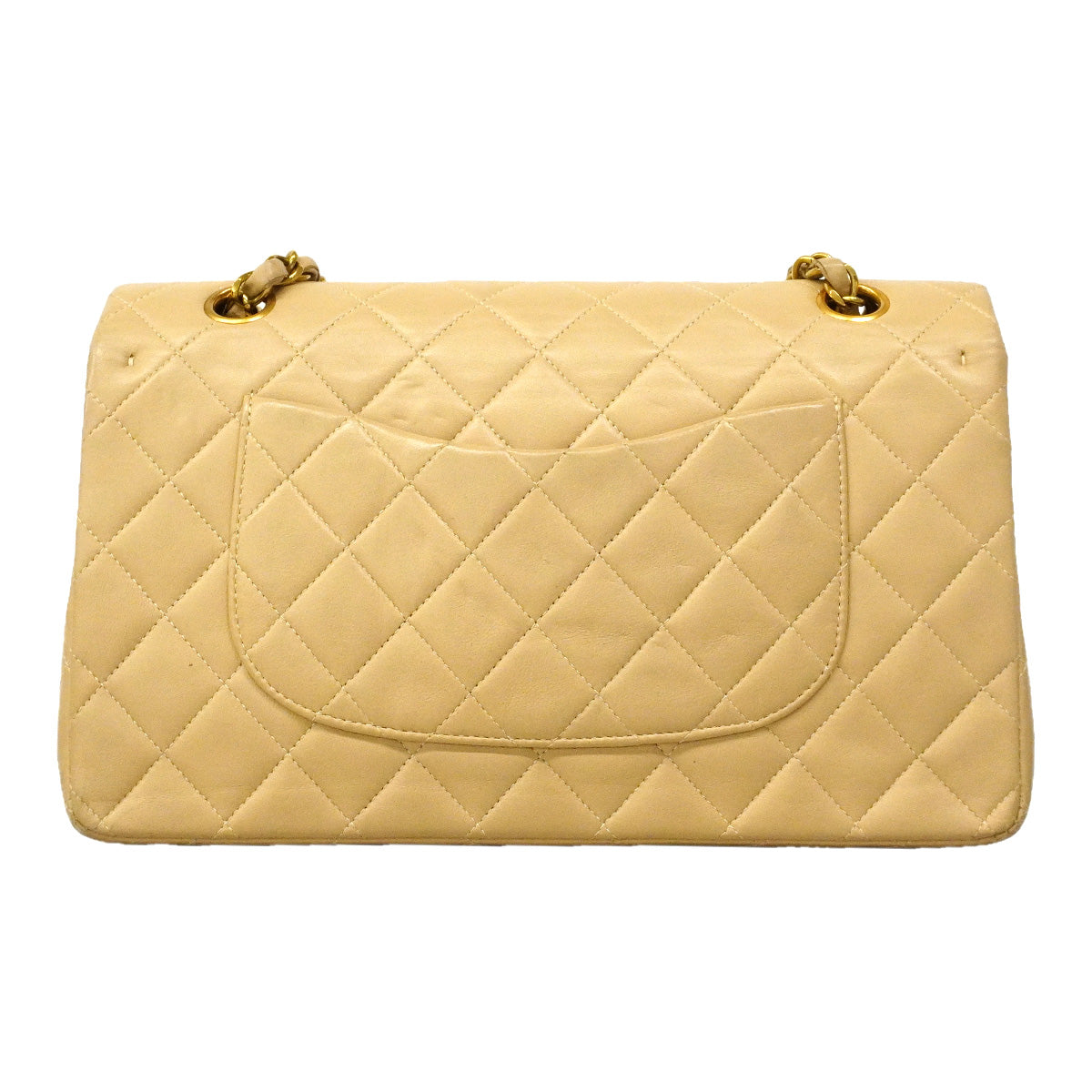 【6hf6352】シャネル ショルダーバッグ マトラッセ Wフラップ Wチェーン ラムスキン ベージュ ゴールド金具【中古】レディース