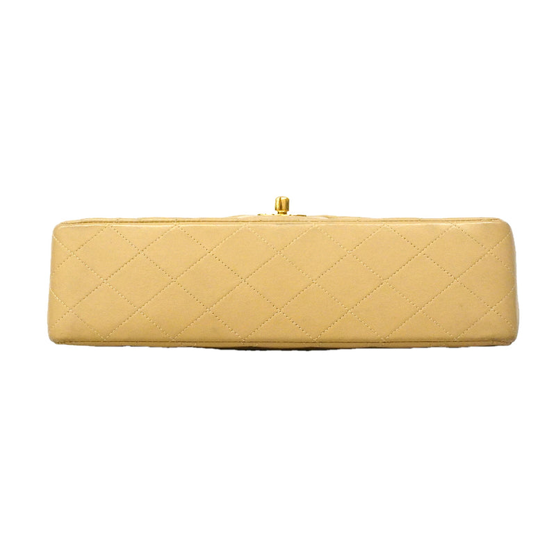 【6hf6352】シャネル ショルダーバッグ マトラッセ Wフラップ Wチェーン ラムスキン ベージュ ゴールド金具【中古】レディース