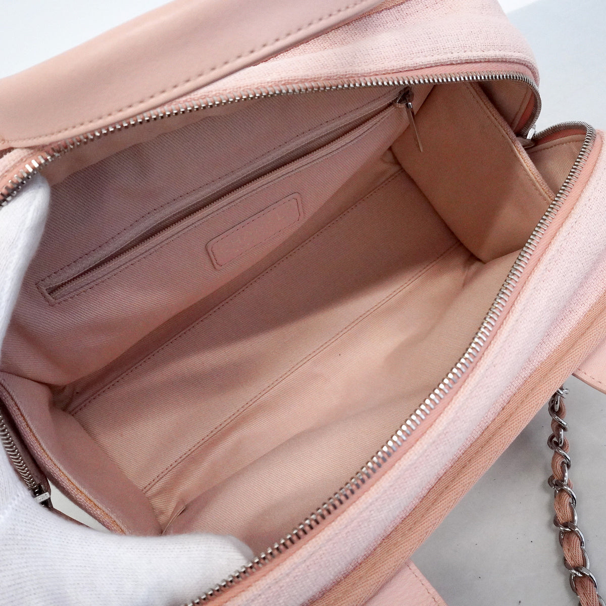 【6hf6354-k】シャネル ハンドバッグ ドーヴィル チェーンショルダー キャンバス ピンク シルバー金具 2wayバッグ【中古】レディース