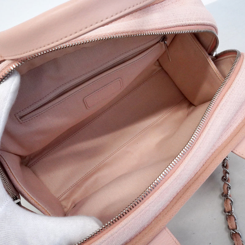 【6hf6354-k】シャネル ハンドバッグ ドーヴィル チェーンショルダー キャンバス ピンク シルバー金具 2wayバッグ【中古】レディース