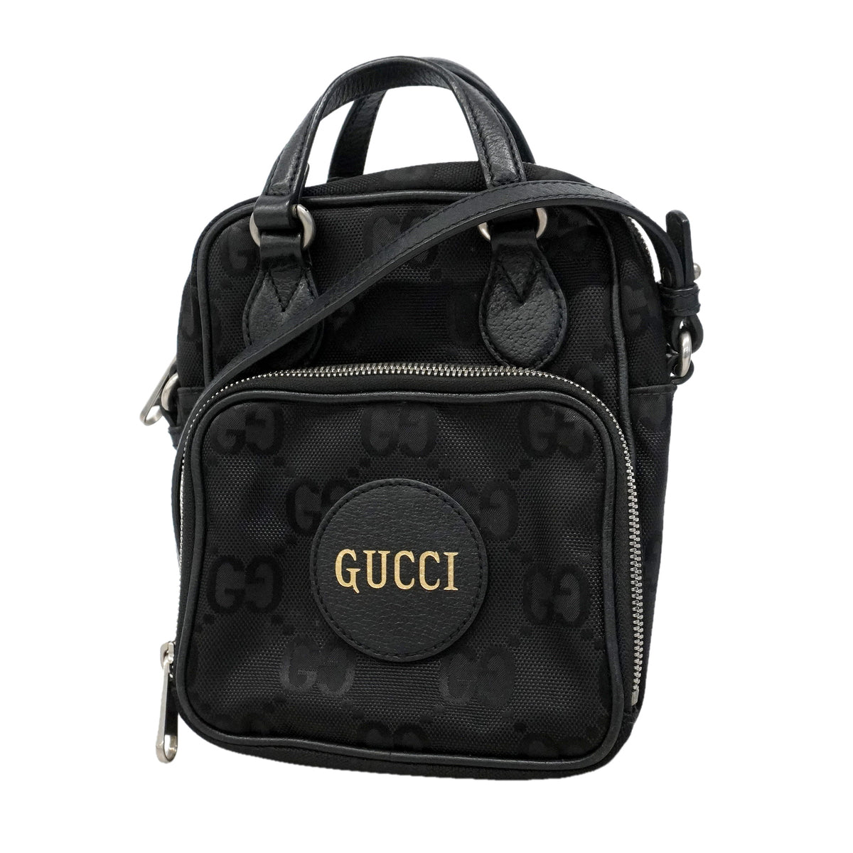 【6hf6356-k】グッチ ハンドバッグ オフザグリッド 625850 ナイロン ブラック シルバー金具 2wayバッグ【中古】レディース