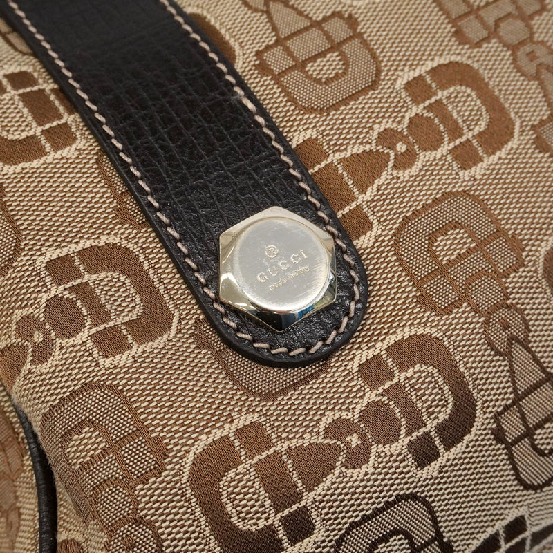 【6hf6358-k】グッチ ハンドバッグ ホースビット 248270 キャンバス ブラウン ゴールド金具【中古】レディース