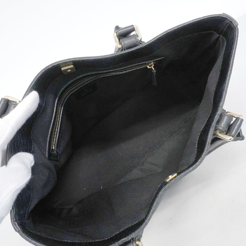 【6hf6359-k】グッチ トートバッグ GGキャンバス ホースビット 137385 キャンバス ブラック ゴールド金具【中古】レディース