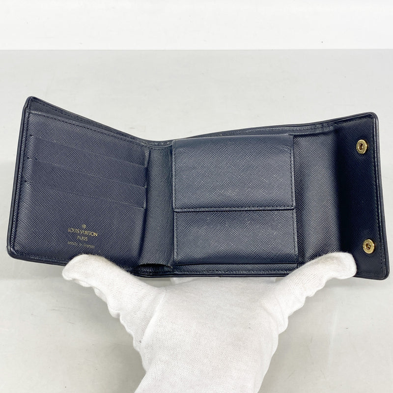 【6hf6373】ルイヴィトン 三つ折り財布 モノグラム・ミニ ポルトビエカルトクレディモネ M92439 TSTブルー【中古】レディース