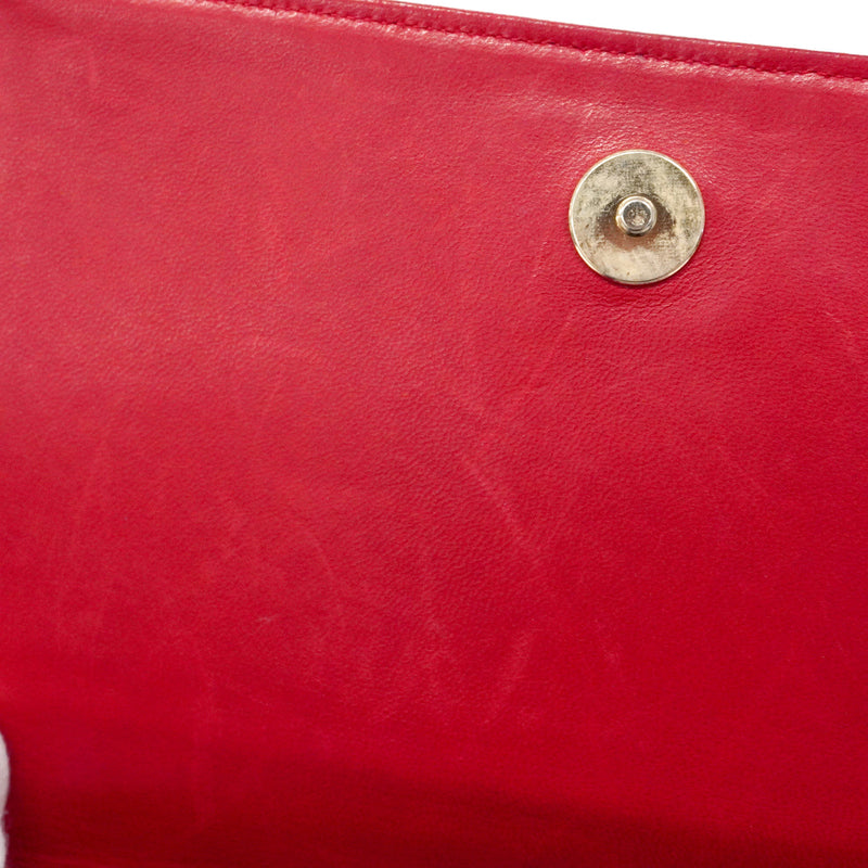 【6hf6393-k】シャネル ショルダーバッグ マトラッセ チェーンショルダー ラムスキン レッド ゴールド金具【中古】レディース