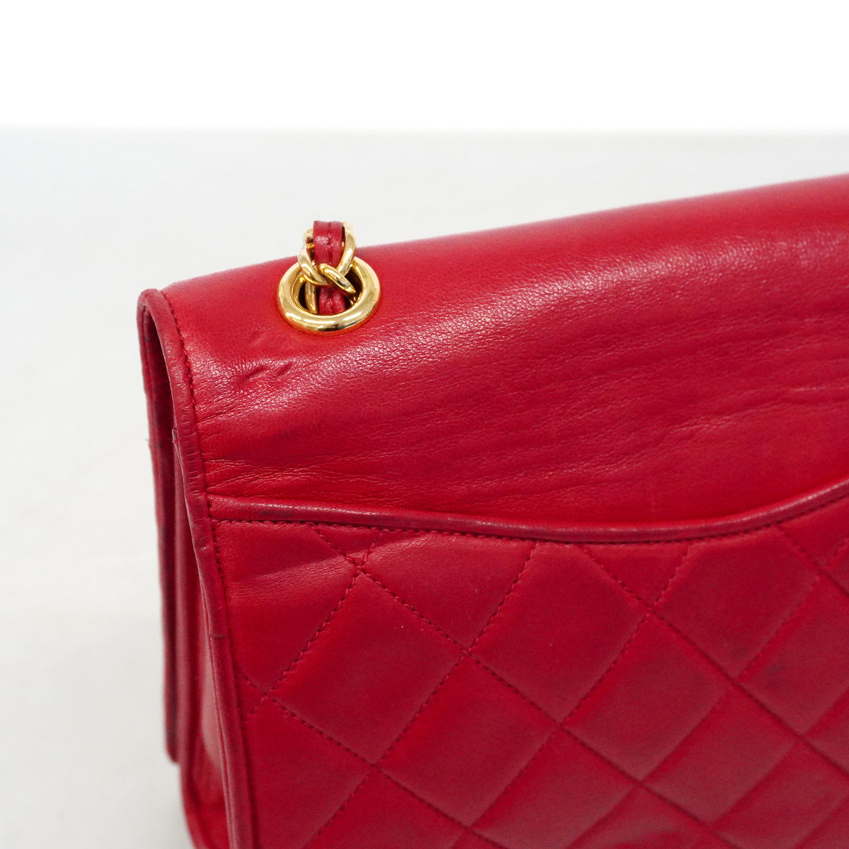 【6hf6393-k】シャネル ショルダーバッグ マトラッセ チェーンショルダー ラムスキン レッド ゴールド金具【中古】レディース
