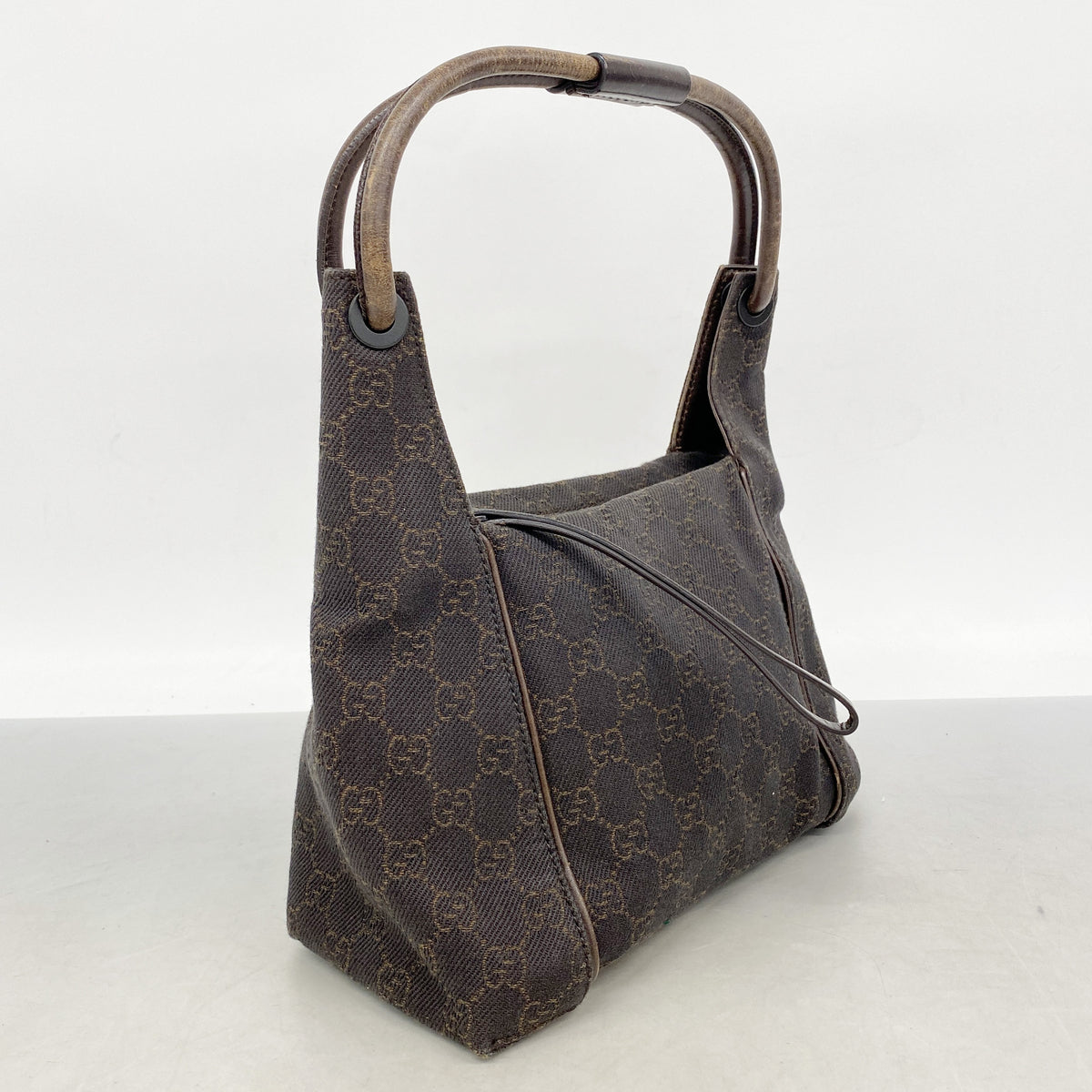 【6hf6395】グッチ ハンドバッグ 101333 デニム ブラウン シルバー金具【中古】レディース