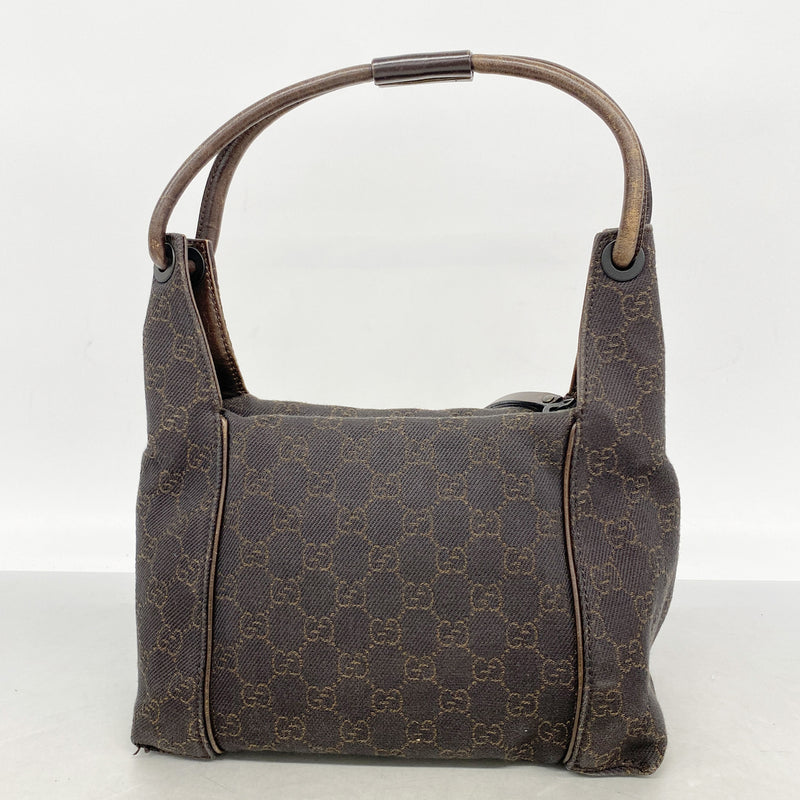 【6hf6395】グッチ ハンドバッグ 101333 デニム ブラウン シルバー金具【中古】レディース
