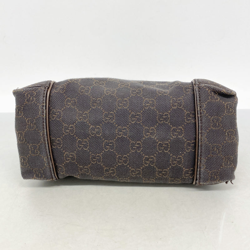 【6hf6395】グッチ ハンドバッグ 101333 デニム ブラウン シルバー金具【中古】レディース