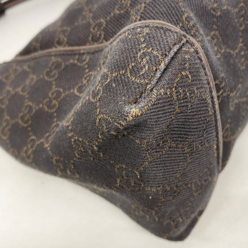 【6hf6395】グッチ ハンドバッグ 101333 デニム ブラウン シルバー金具【中古】レディース
