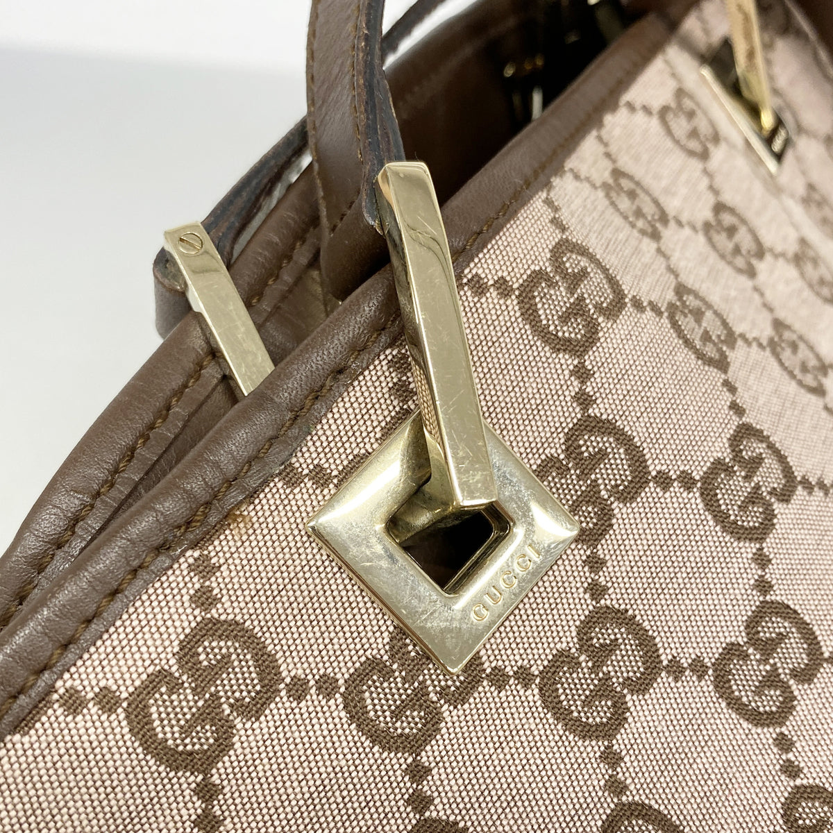 【6hf6396】グッチ トートバッグ 002 1099 キャンバス ピンク シャンパンゴールド金具【中古】レディース